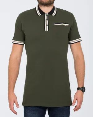 2t Slim Fit Pique Tipped Polo Shirt (khaki)