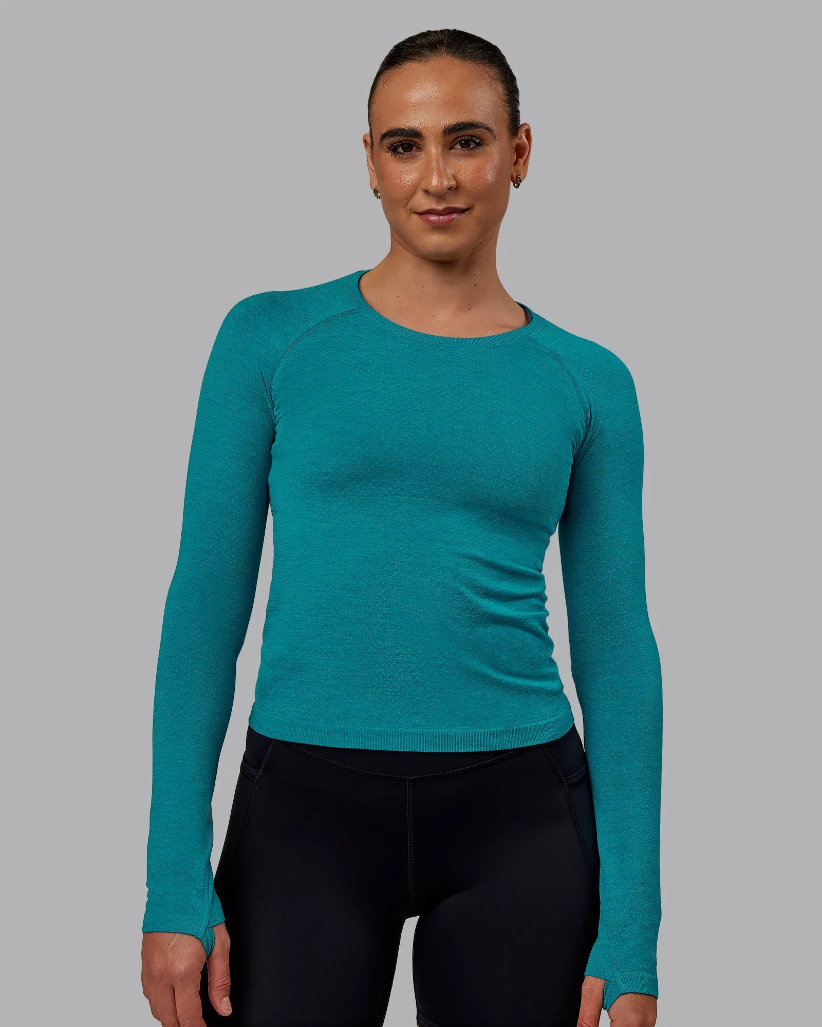 AeroFLX  Seamless Long Sleeve Tee - Blue Bird Marl