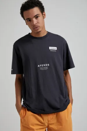 AFENDS MENS  Maximum - Unisex Organic Retro Fit T-Shirt - Charcoal