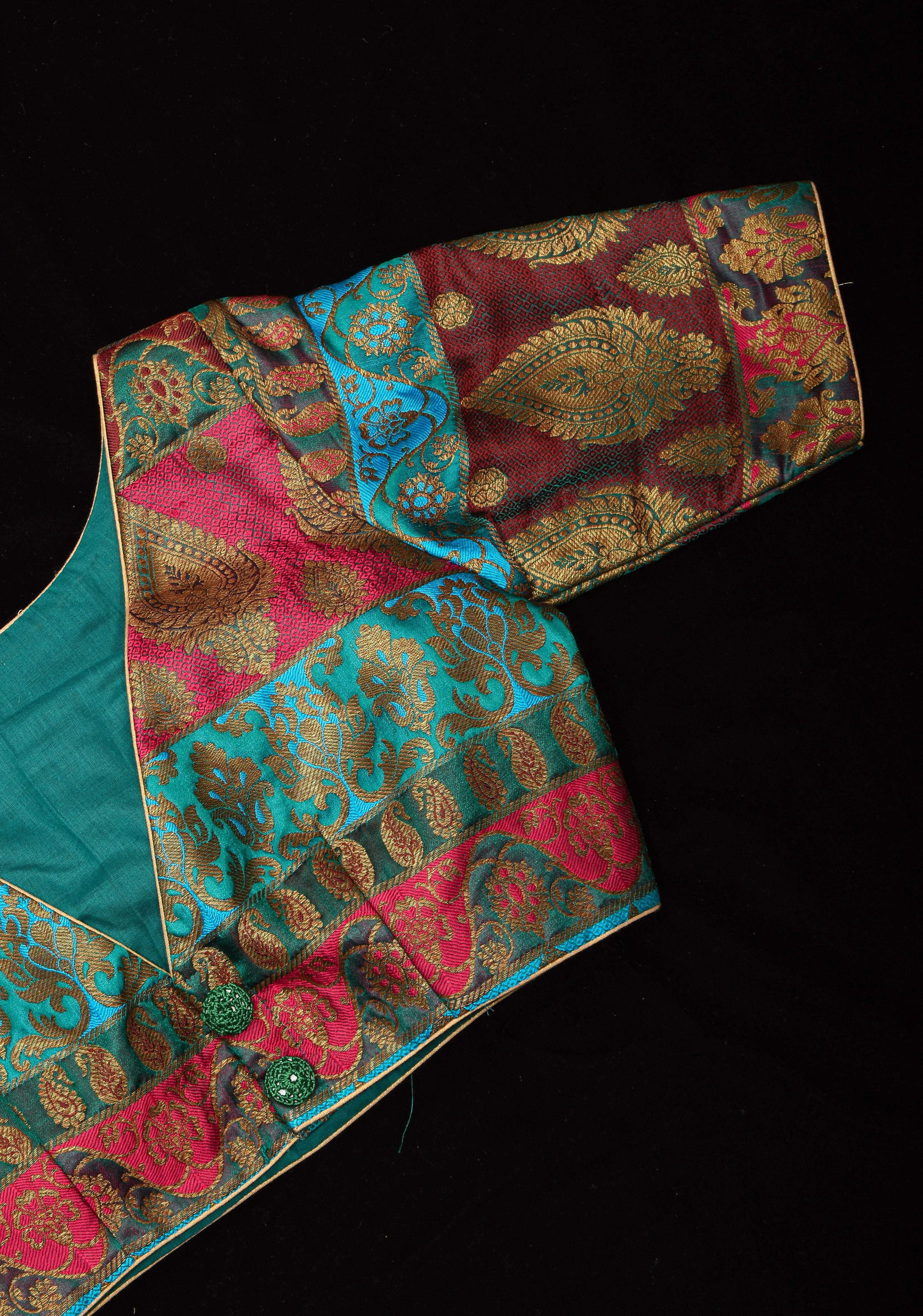 Banarasi multicolor Boat Neck Blouse | Made To Order