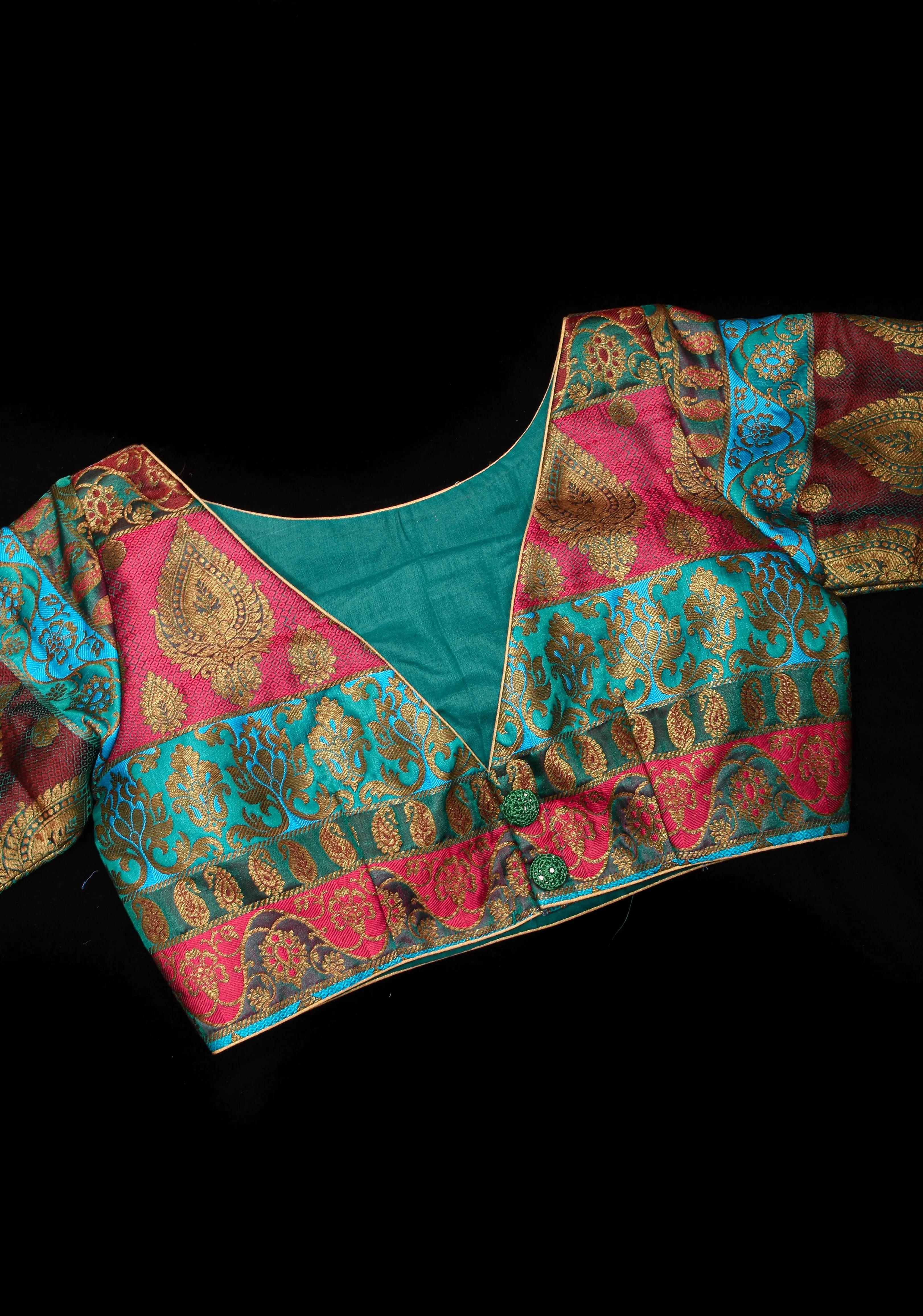 Banarasi multicolor Boat Neck Blouse | Made To Order