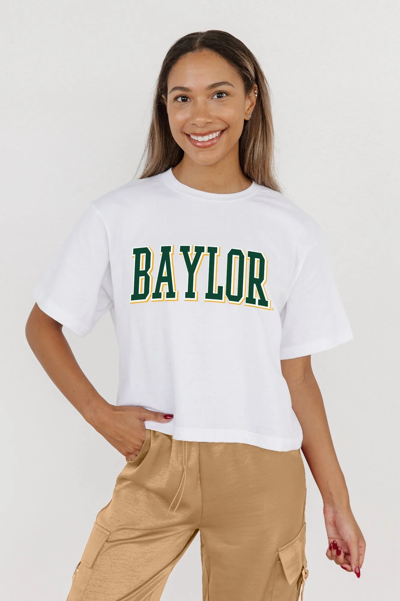 BAYLOR BEARS ALL-STAR APPEAL BOXY FIT WOMEN'S CROPPED TEE BY MADI PREWETT TROUTT