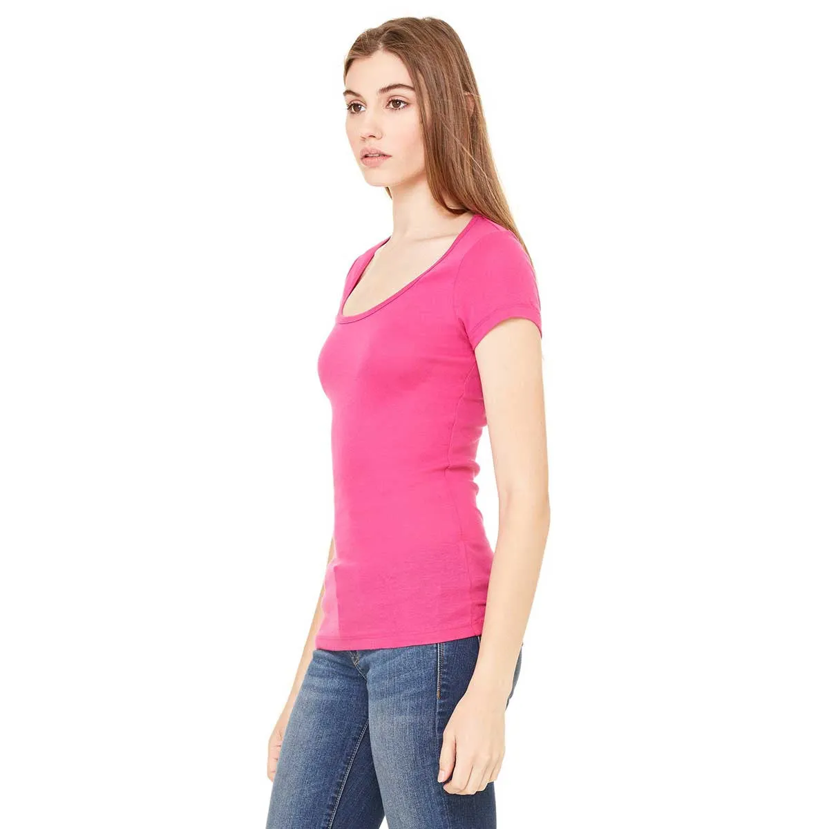 Bella   Canvas Women's Berry Sheer Mini Rib Short-Sleeve Scoop Neck T-Shirt