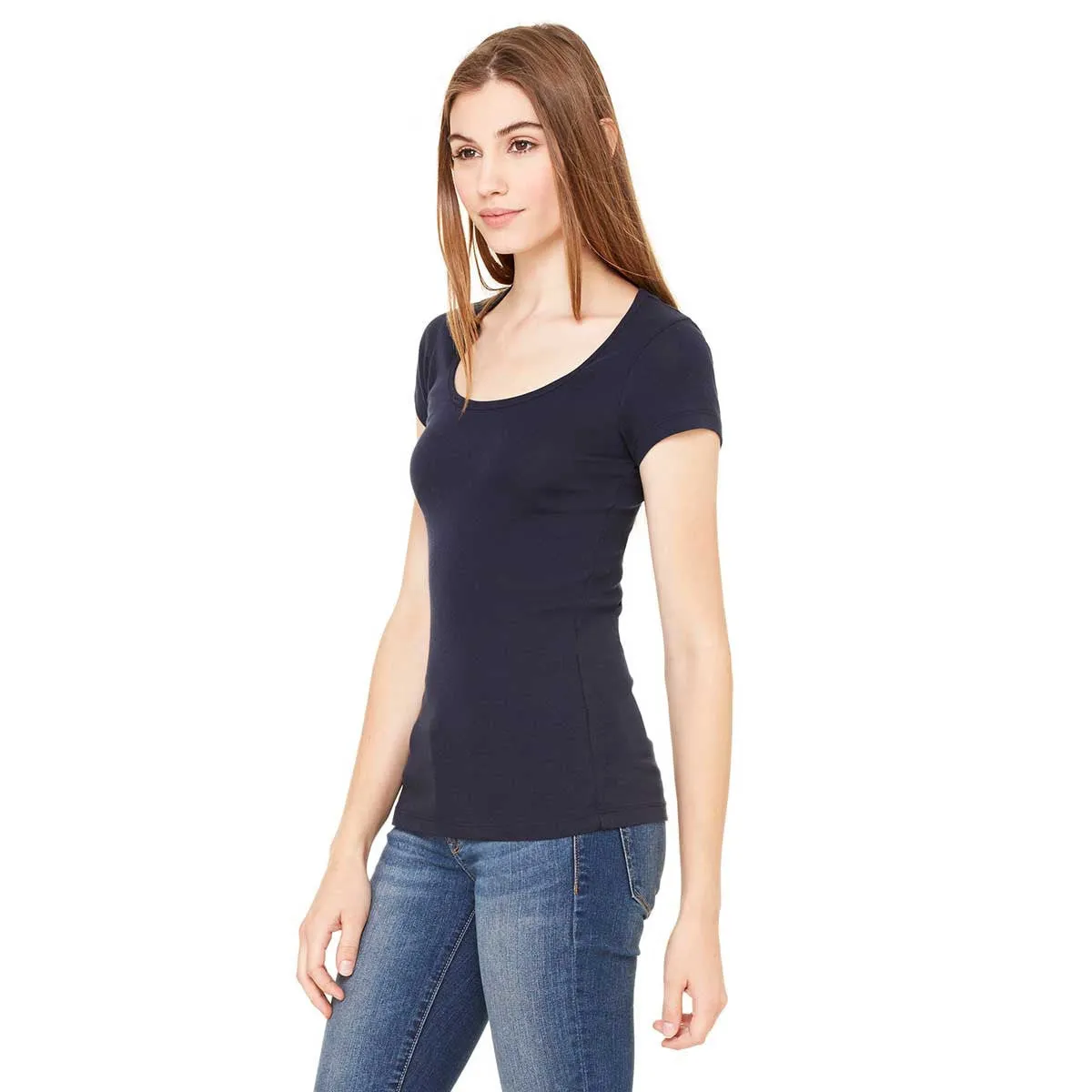 Bella   Canvas Women's Midnight Sheer Mini Rib Short-Sleeve Scoop Neck T-Shirt