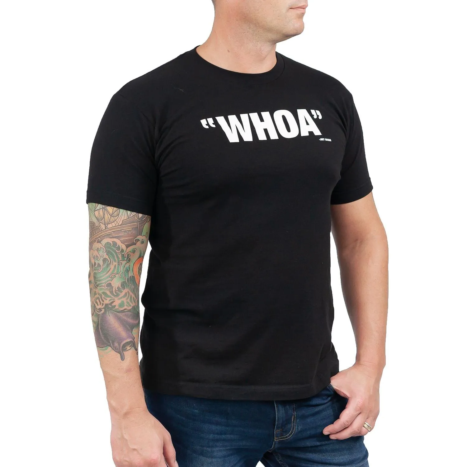 Blossom "Whoa" Men's Black Cotton T-Shirt