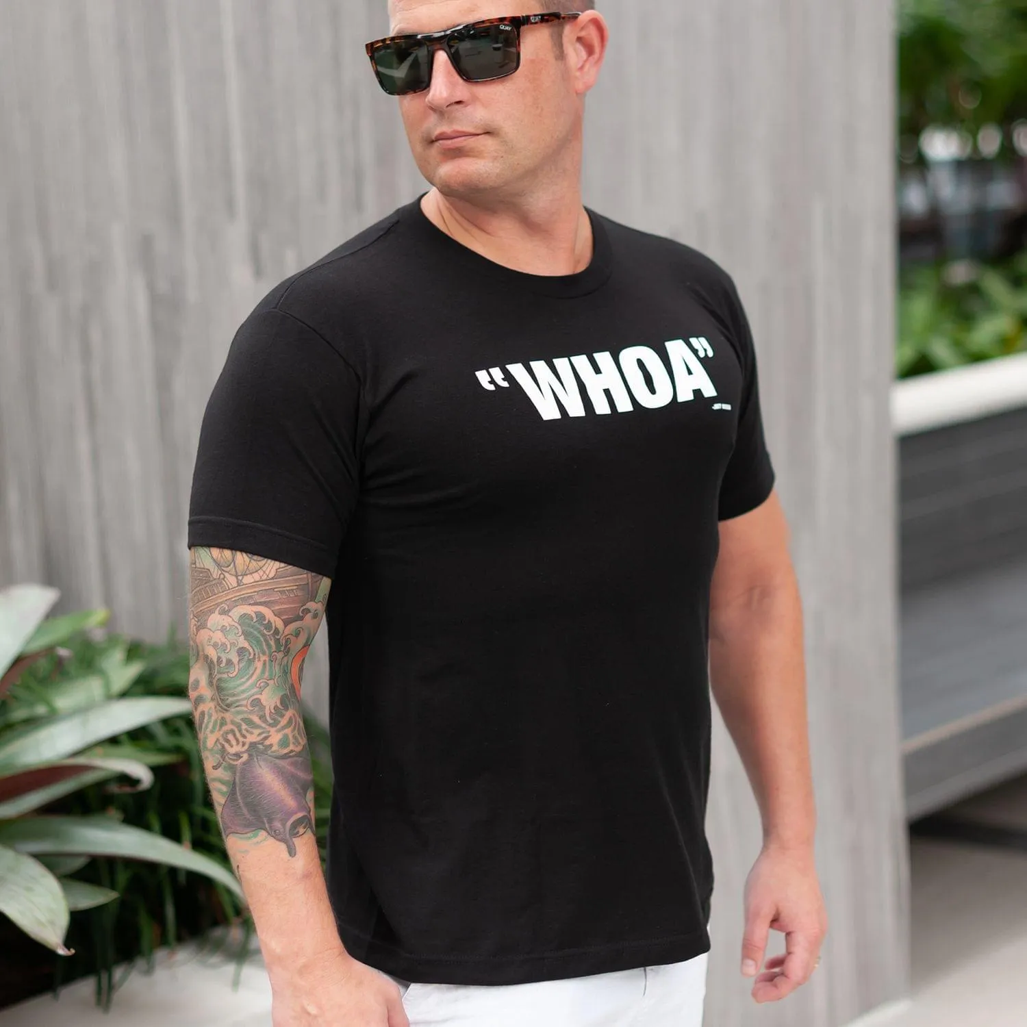 Blossom "Whoa" Men's Black Cotton T-Shirt