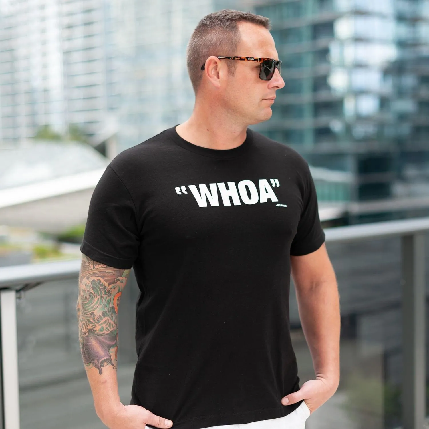 Blossom "Whoa" Men's Black Cotton T-Shirt