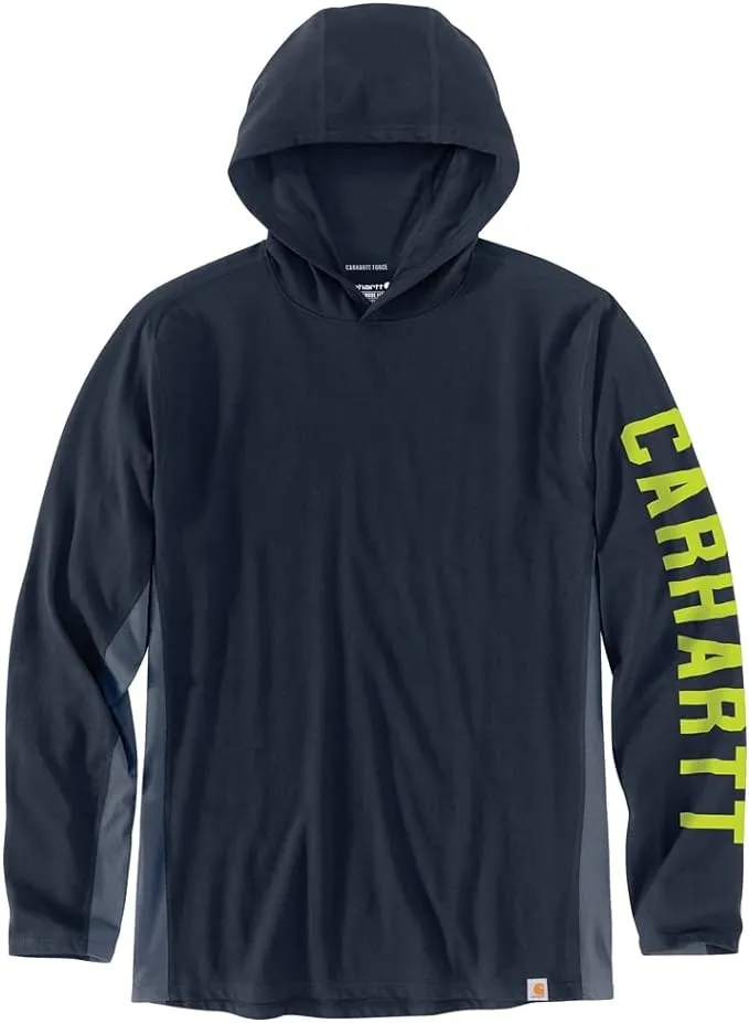 Carhartt Men's Force Relaxed Fit Midweight Long-Sleeve Logo Graphic Hooded T-Shirt 