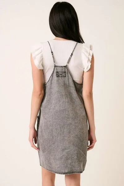 Charcoal Charm Denim Overall Dress