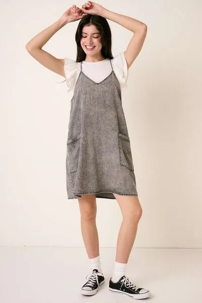 Charcoal Charm Denim Overall Dress