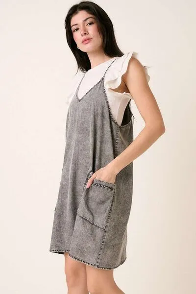 Charcoal Charm Denim Overall Dress