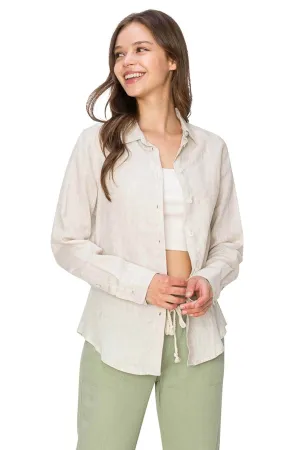 Classic Fit Linen Button-Down Shirts - Oatmeal