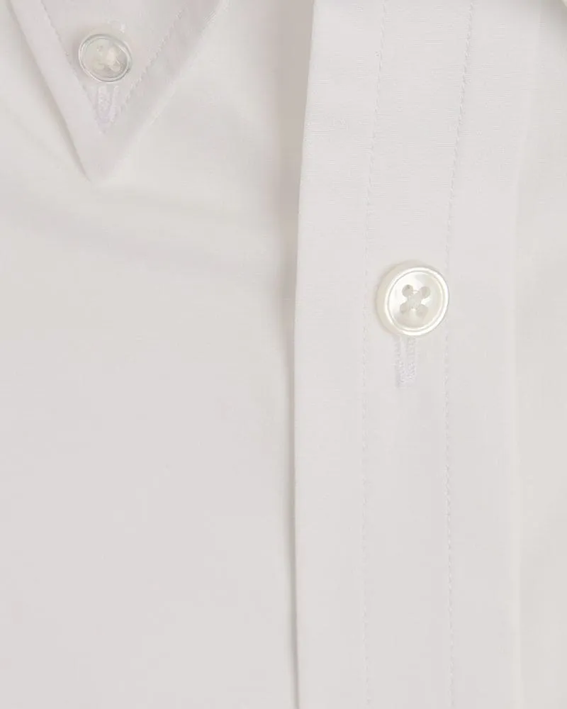 Contemporary Fit, Button Down Collar, 2 Button Cuff Shirt In Plain White