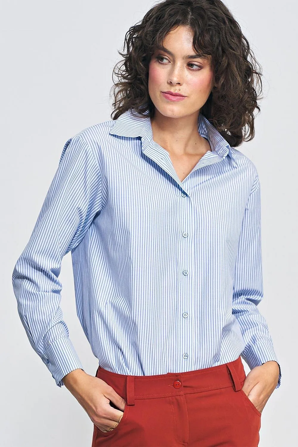 Elegant Cotton Long Sleeve Button-Up Shirt by Nife