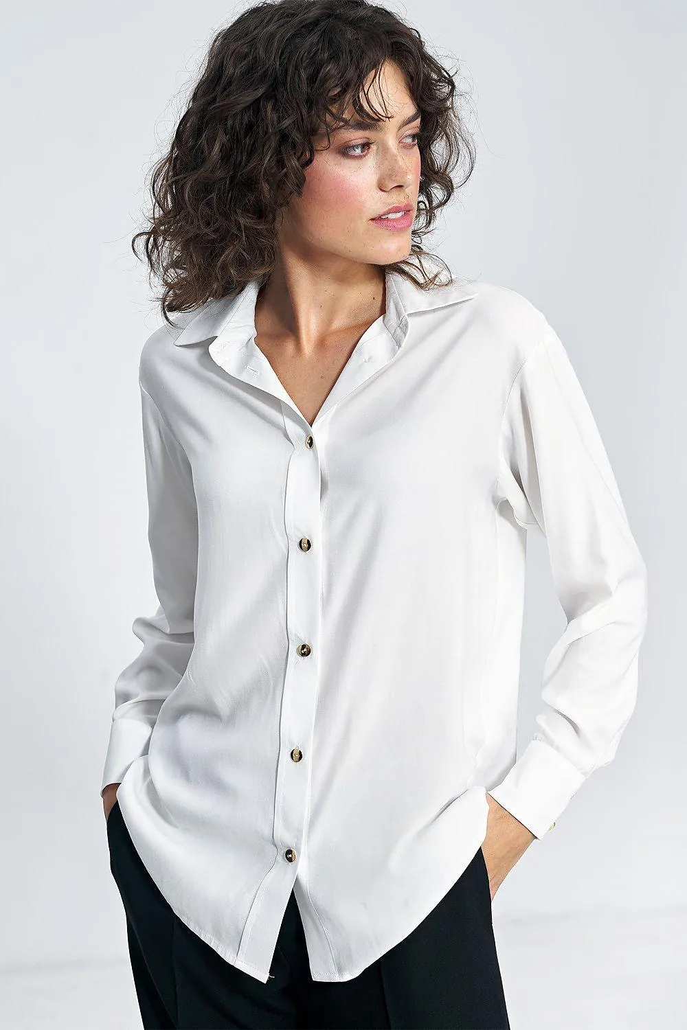 Elegant Cotton Long Sleeve Button-Up Shirt by Nife