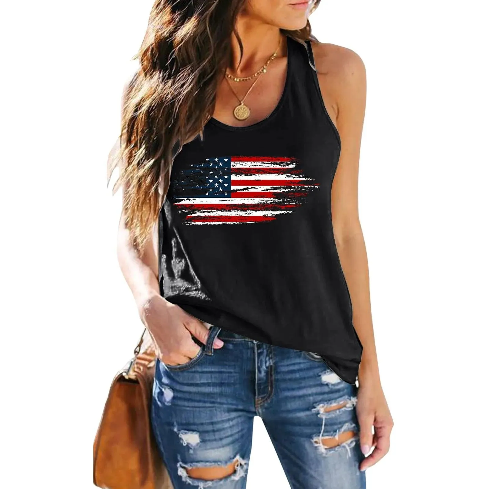 Freedom American Flag Usa Stars Stripes Patriotic Graphic Tee