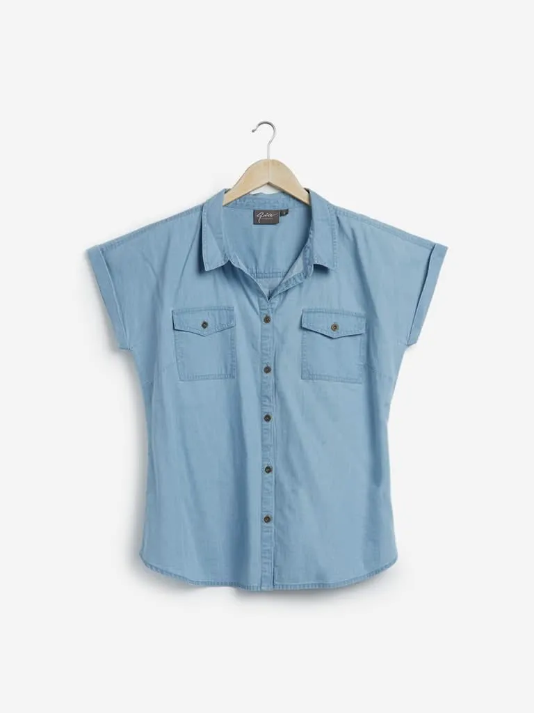 Gia Curves Blue Denim Shirt