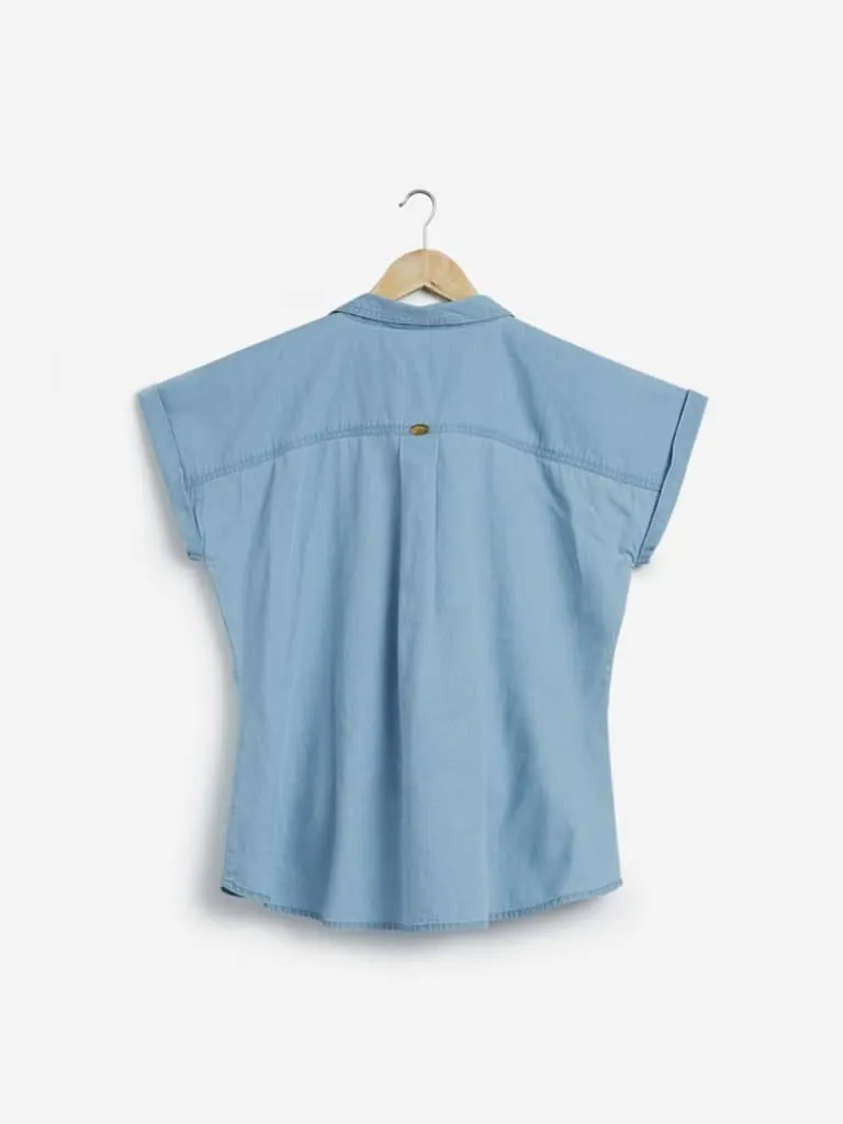 Gia Curves Blue Denim Shirt