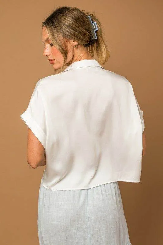 Gilli | Satin Boxy Button Down Blouse