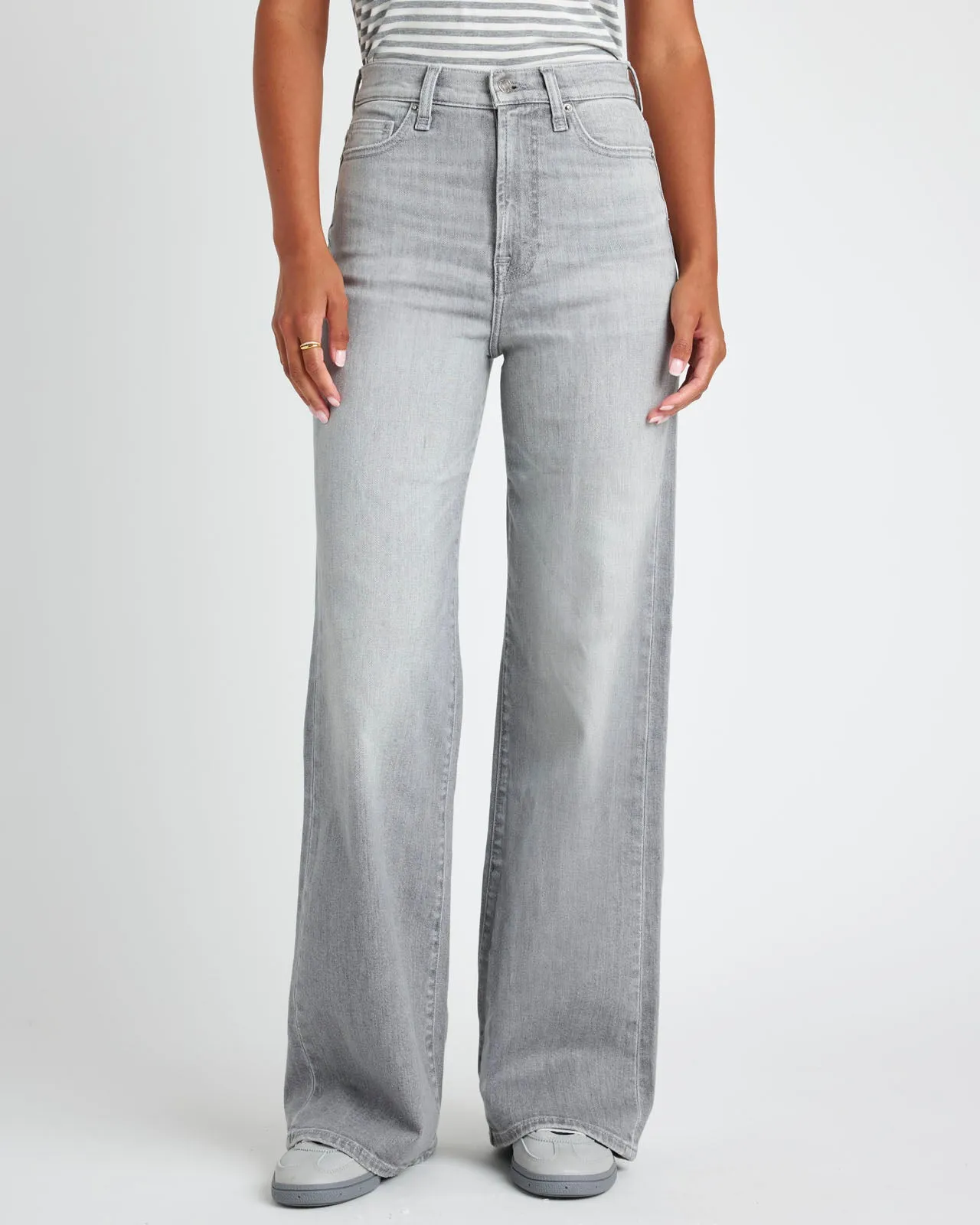 Grey High-Rise Wide Leg Jean