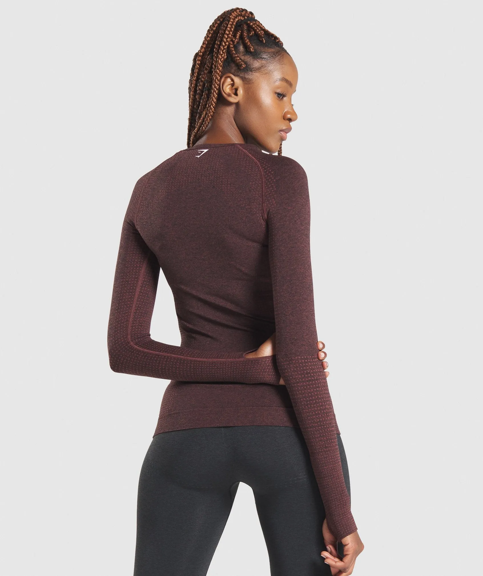 Gymshark Vital Seamless Long Sleeve Top - Brown Marl