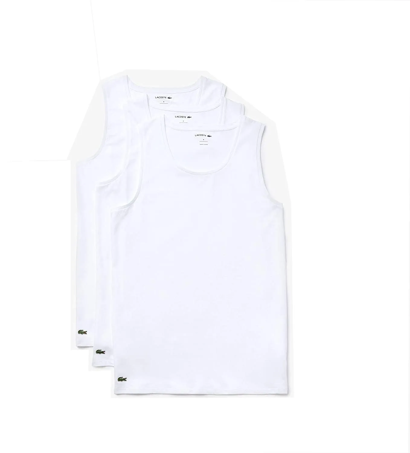 Lacoste Men's Essentials 3 Pack 100% Cotton Slim Fit Tanks