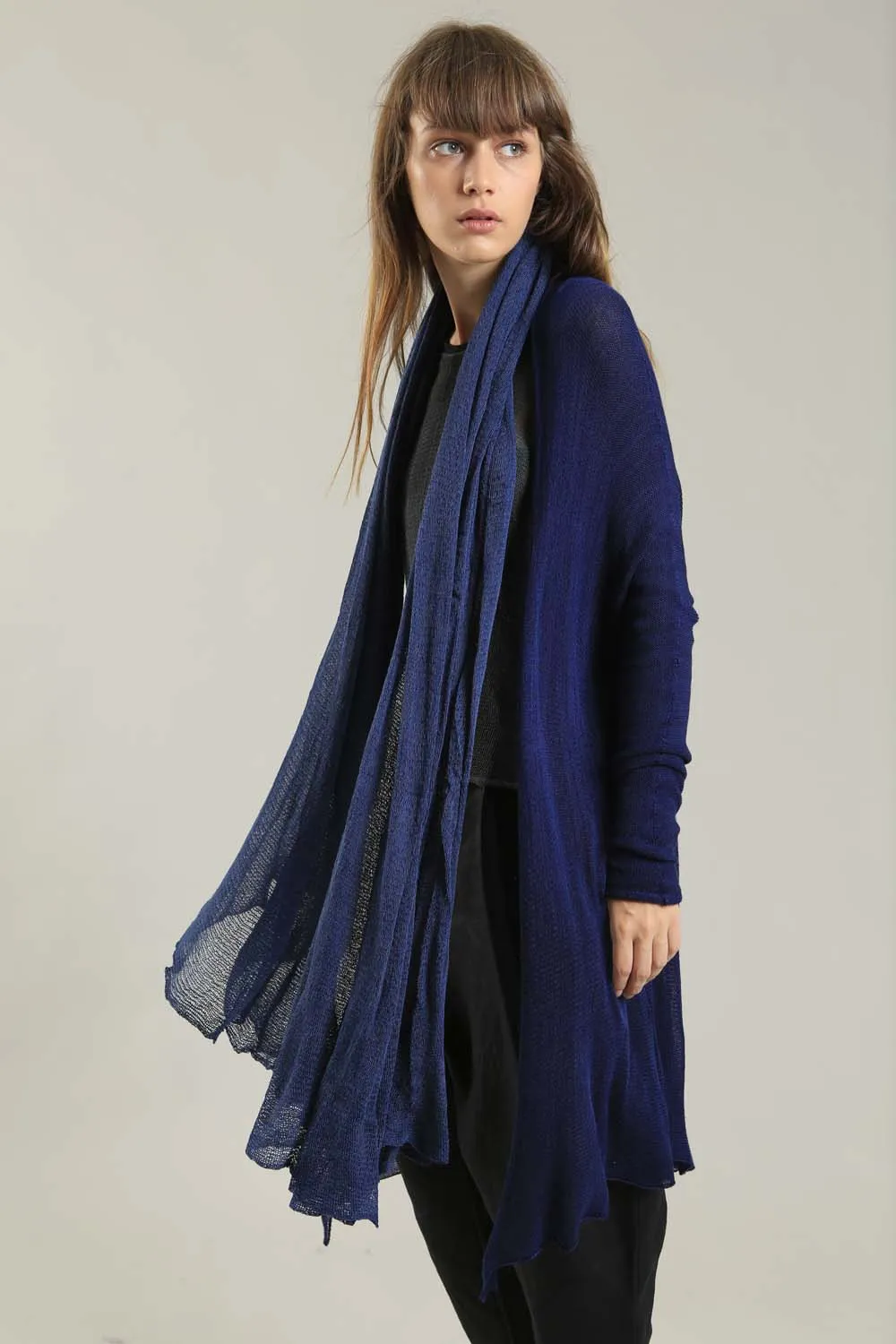 Long Bamboo Cardigan in Indigo Navy Blue