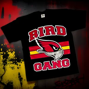 *<SC>* (BLACK) ~BIRD GANG CARDINALS~ HEAVY COTTON JUMBO PRINT TEES