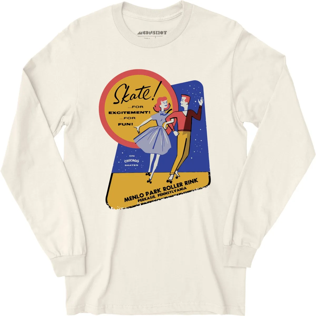 Menlo Park Roller Rink - Perkasie, PA - Vintage Roller Rink - Long Sleeve T-Shirt