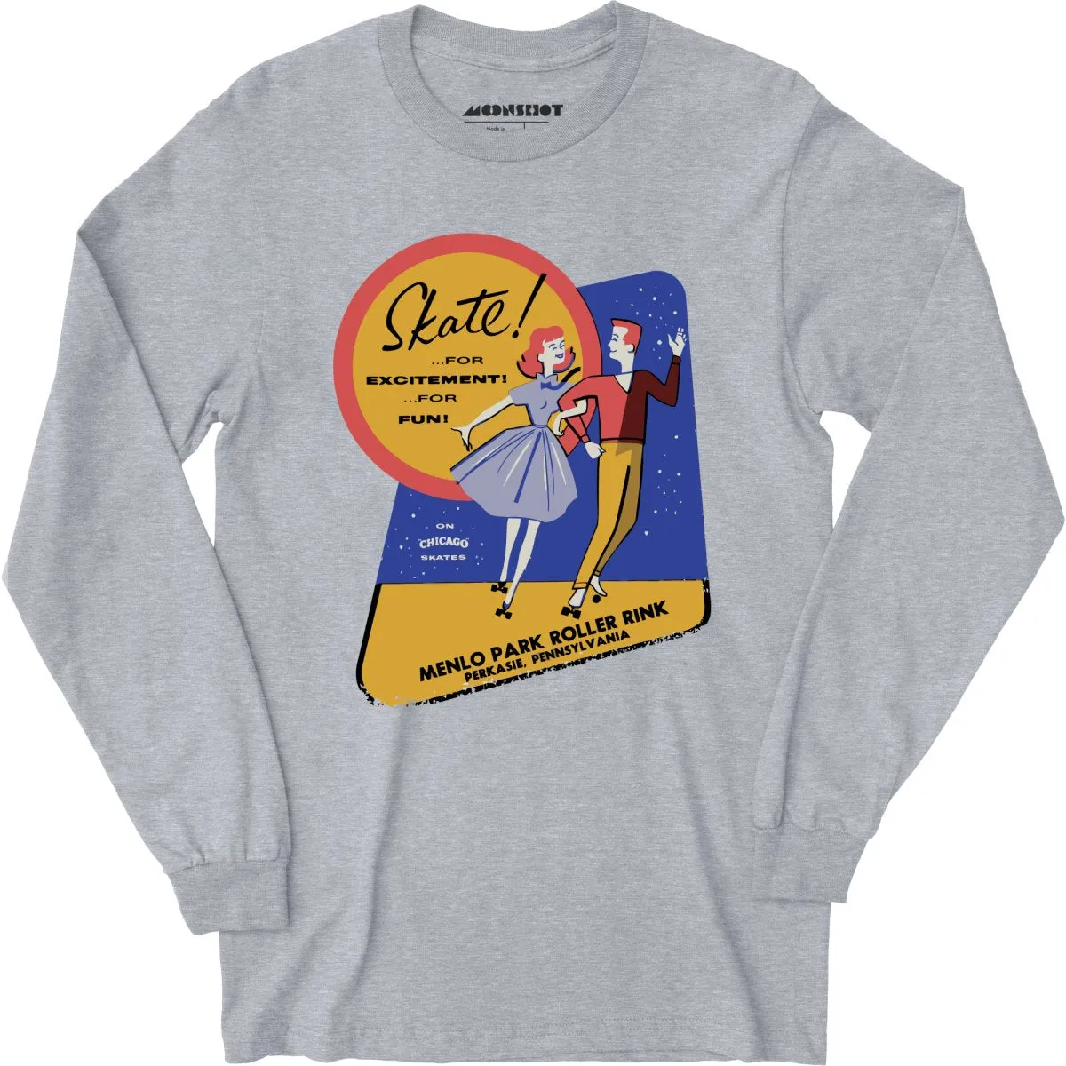 Menlo Park Roller Rink - Perkasie, PA - Vintage Roller Rink - Long Sleeve T-Shirt