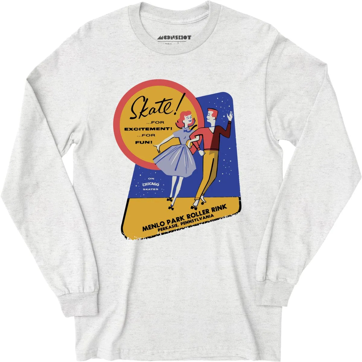 Menlo Park Roller Rink - Perkasie, PA - Vintage Roller Rink - Long Sleeve T-Shirt