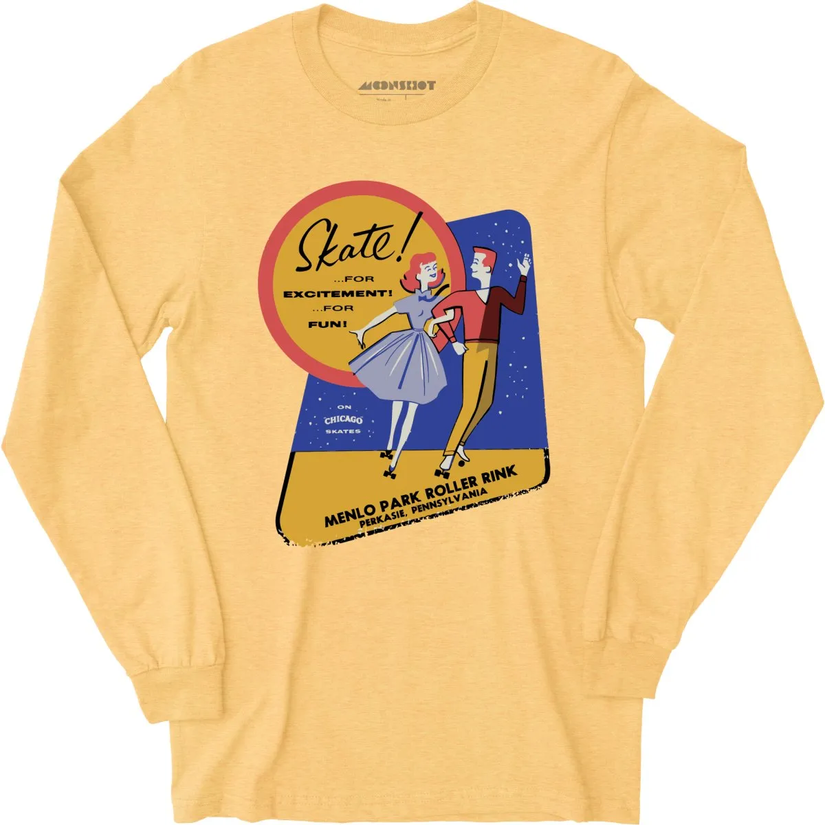 Menlo Park Roller Rink - Perkasie, PA - Vintage Roller Rink - Long Sleeve T-Shirt