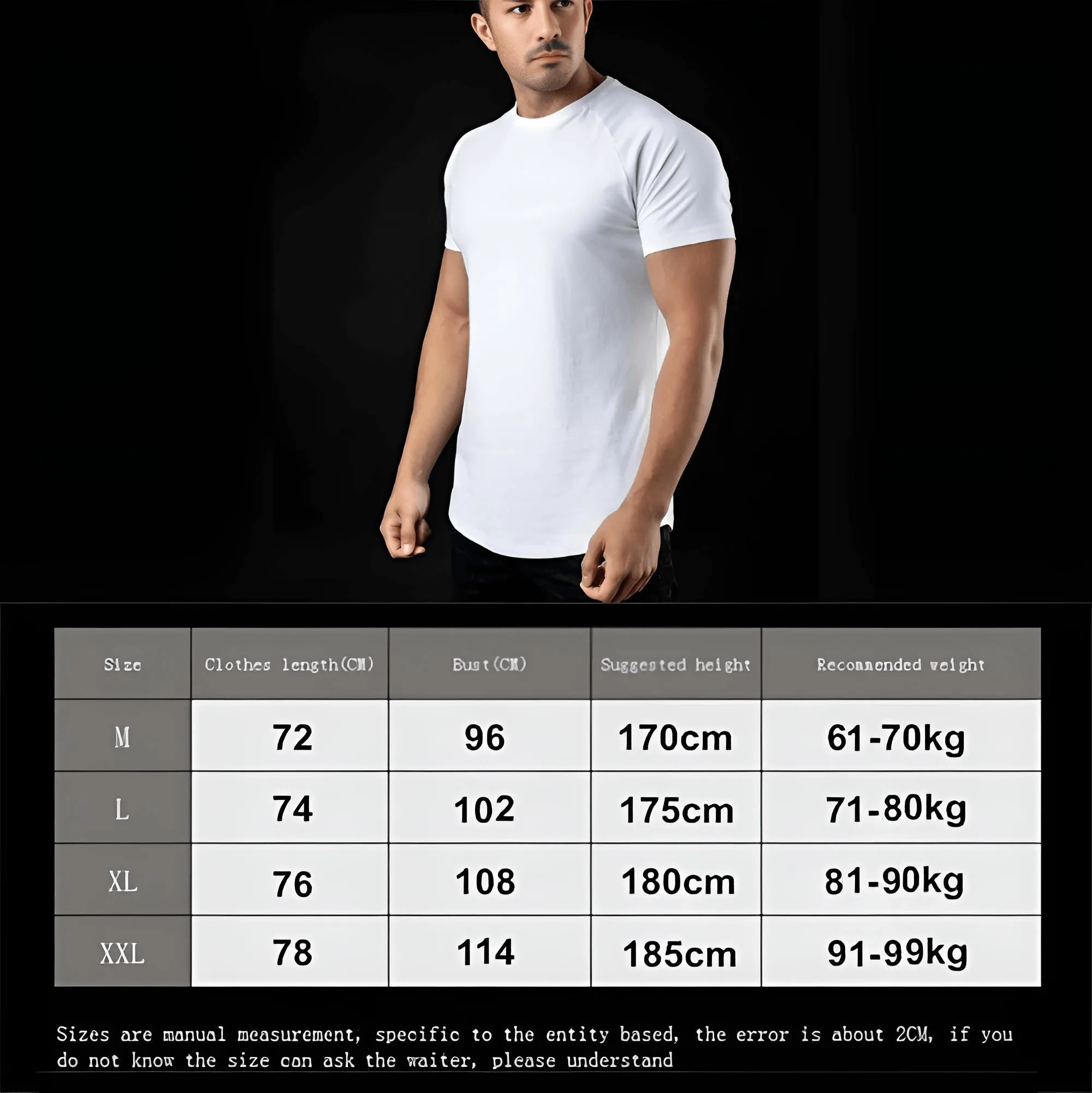 Men's Cotton Fitness T-Shirt Sizes M-2XL