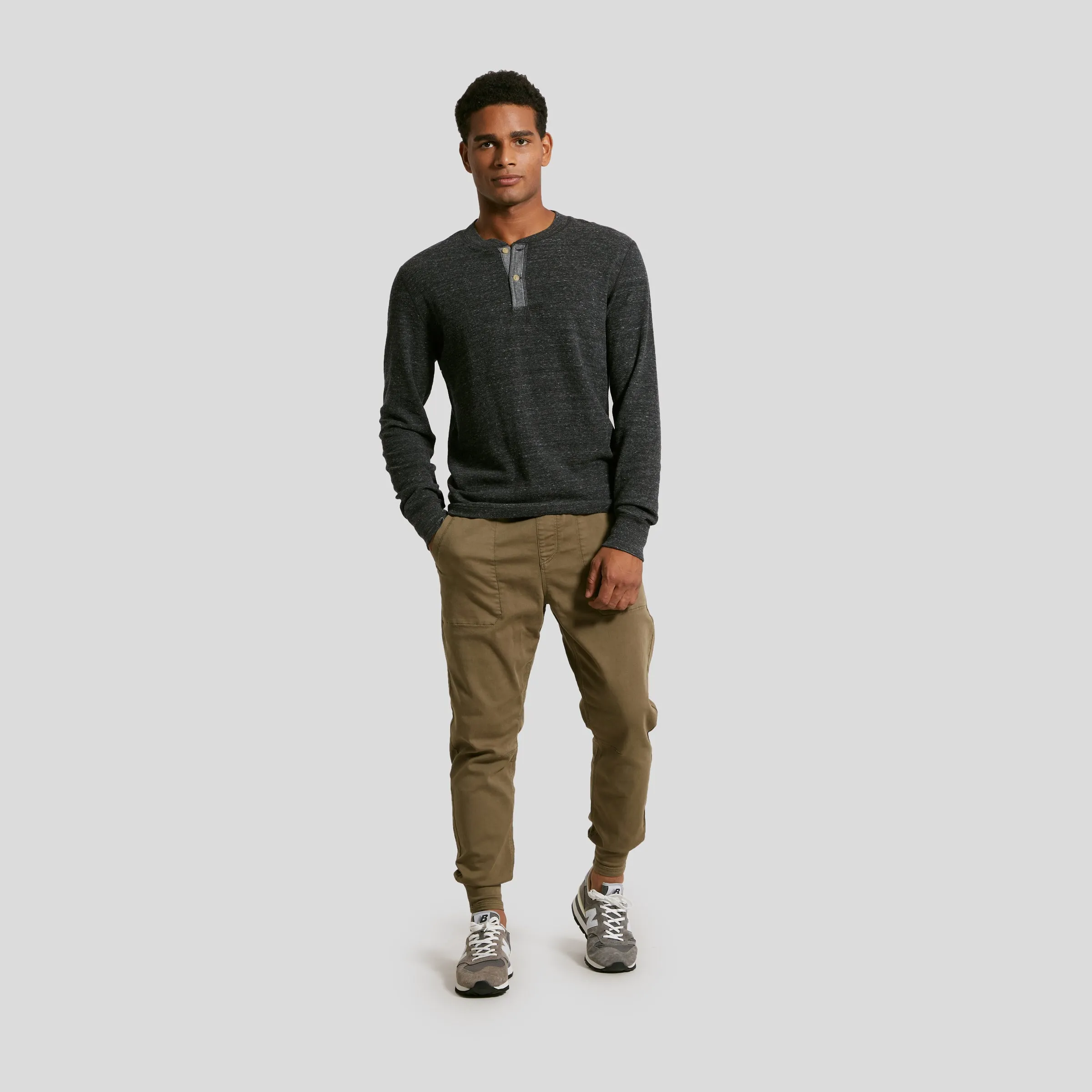 New Windsor Double Cloth Henley - Charcoal Heather