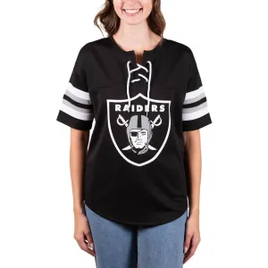 NFL Las Vegas Raiders Womens Standard Lace Up Tee Shirt Penalty Box|Las Vegas Raiders