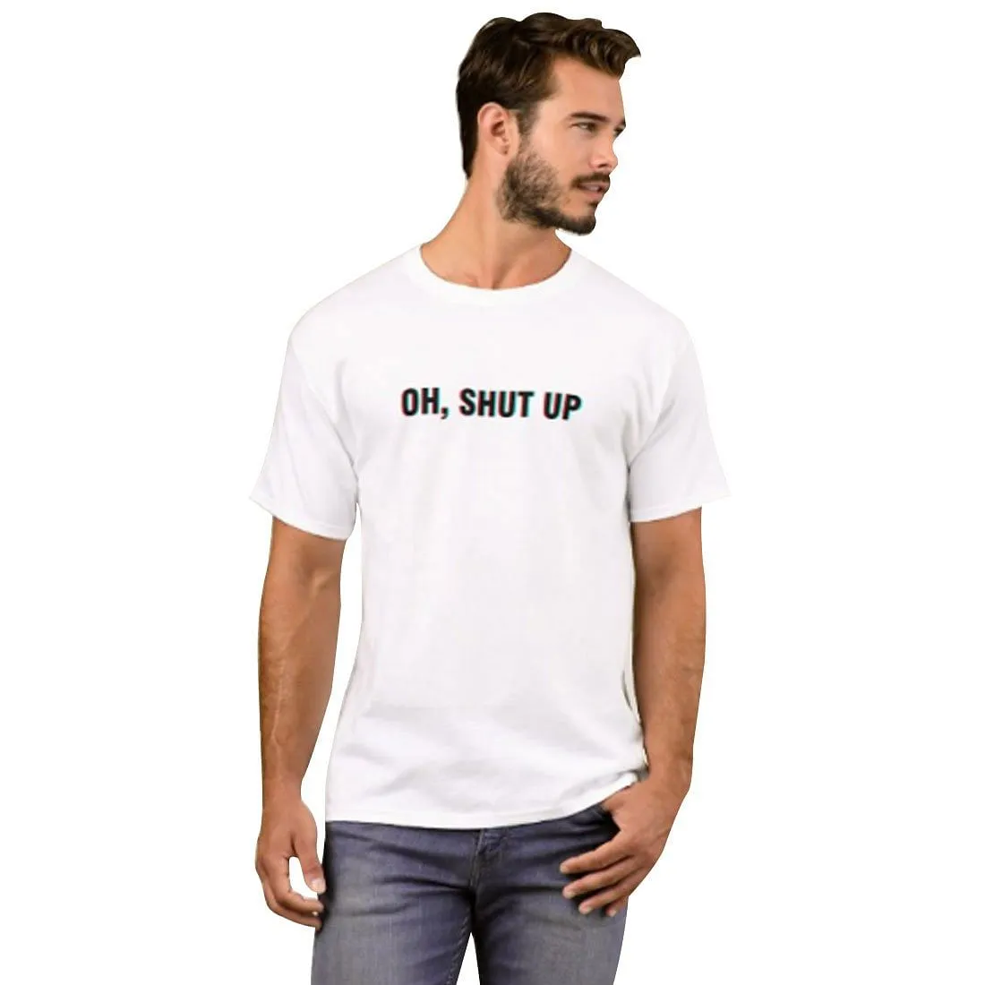 Nutcase Designer Round Neck Men's T-Shirt Wrinkle-Free Poly Cotton Tees - Oh, Shut Up