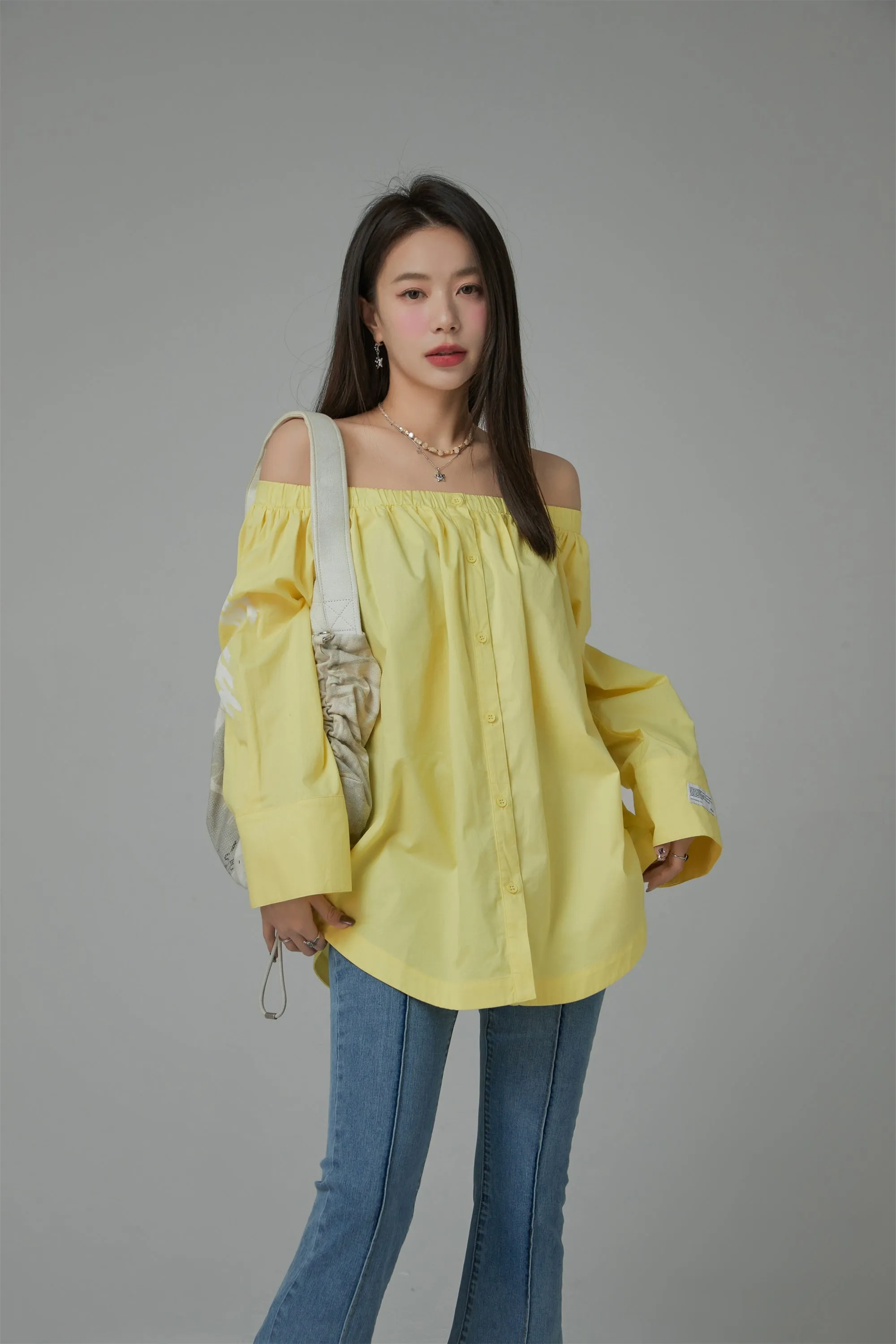 Off-The-Shoulder Loose-Fit Shirt