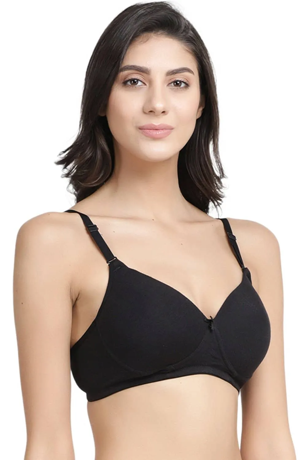 Organic Cotton Antimicrobial Wire-Free Padded Bra-ISB068-Black-