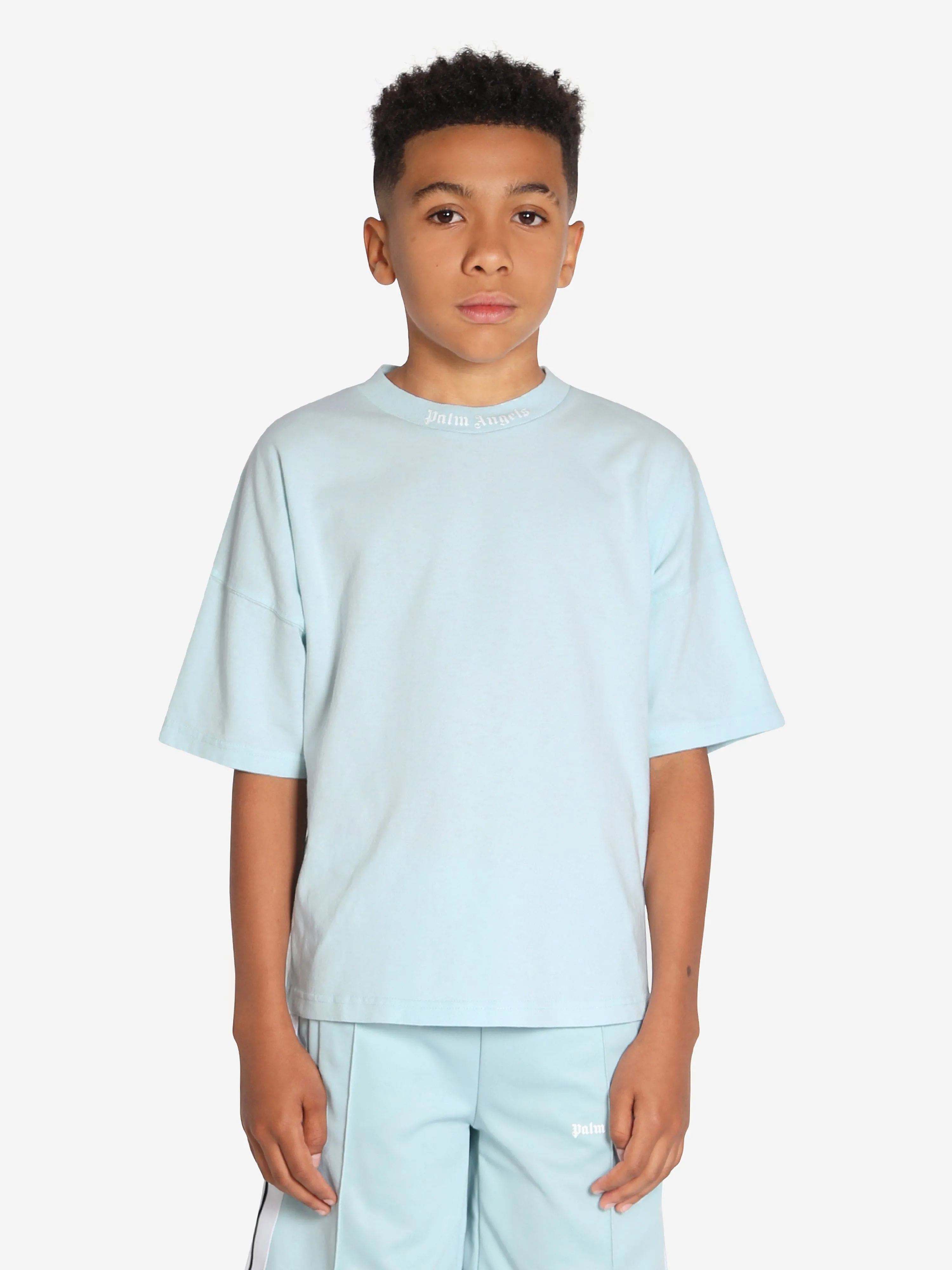 Palm Angels Boys Classic Overlogo T-Shirt in Blue