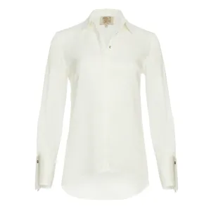 Rania French Cuff Blouse - White