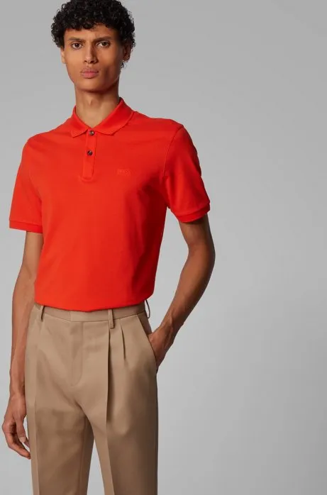 Regular-fit polo shirt in Pima-cotton piqué Style Pallas - 50425985 ORANGE