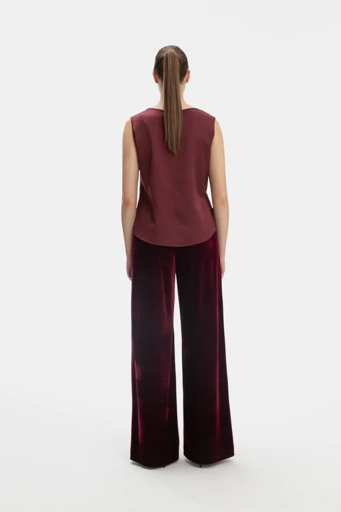 SLEEVELESS TOP IN BURGUNDY