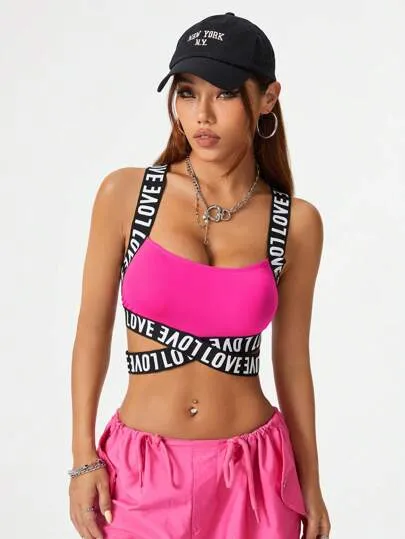 Streetwear Banded Cut Out Letter Tank Top SS24