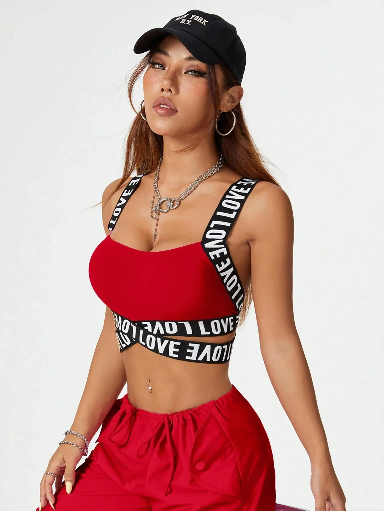 Streetwear Banded Cut Out Letter Tank Top SS24