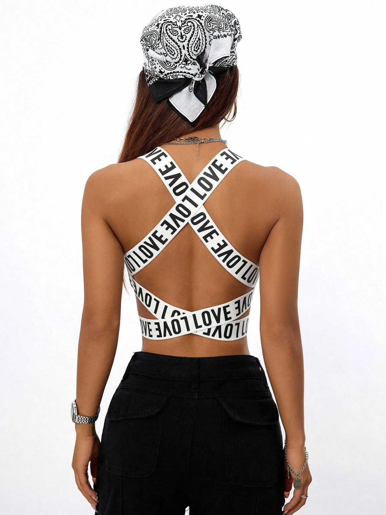 Streetwear Banded Cut Out Letter Tank Top SS24