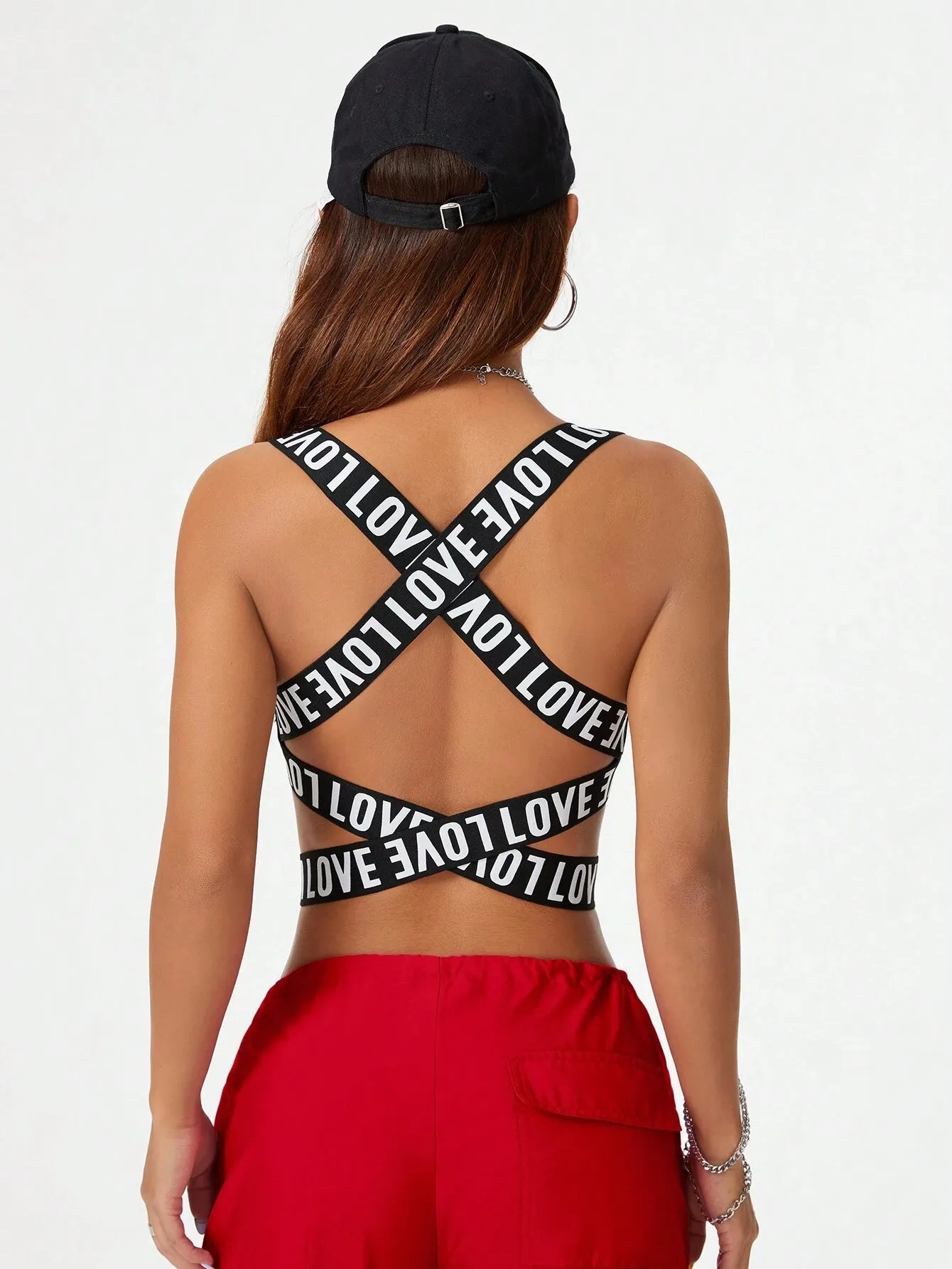 Streetwear Banded Cut Out Letter Tank Top SS24