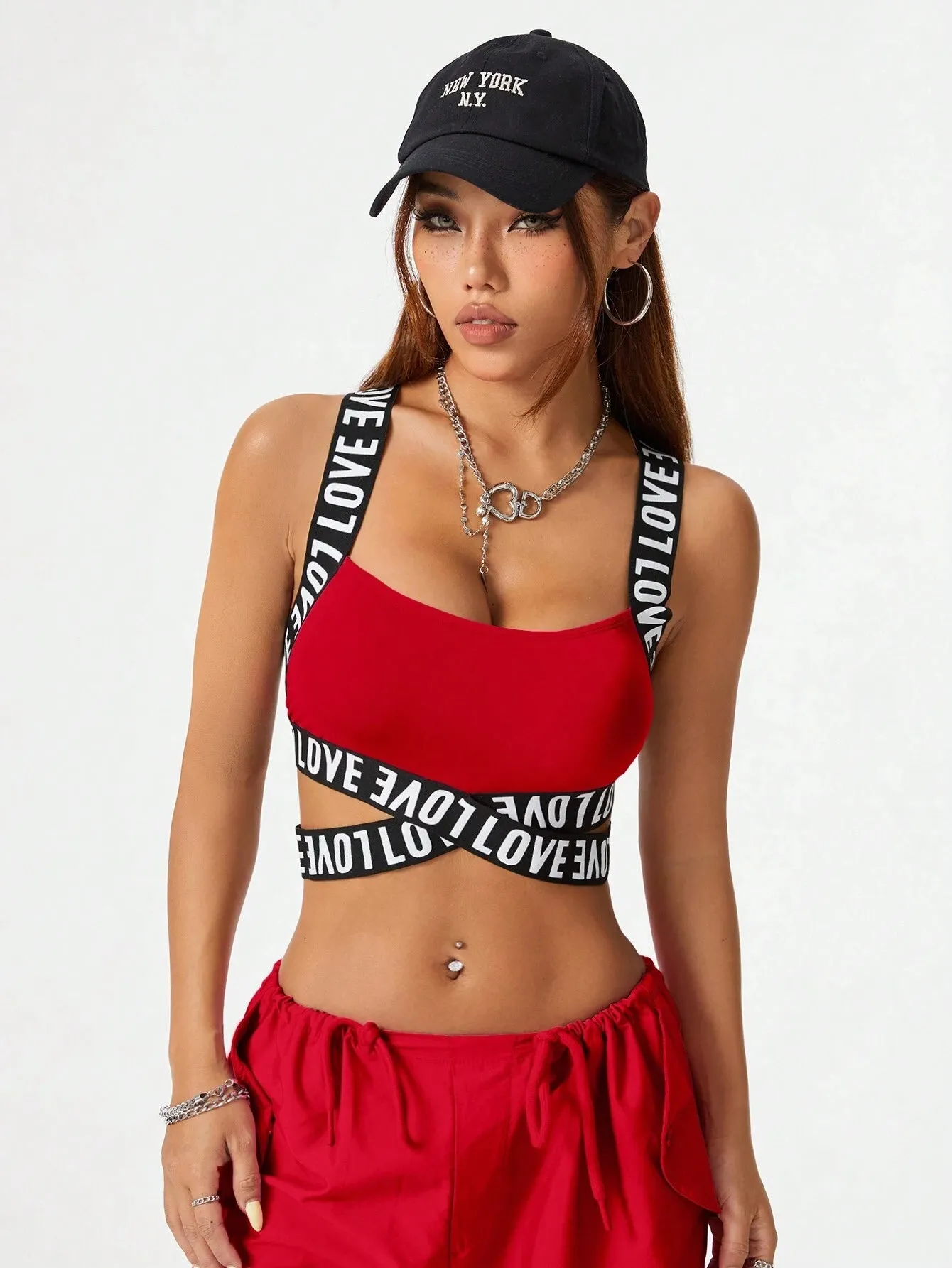 Streetwear Banded Cut Out Letter Tank Top SS24