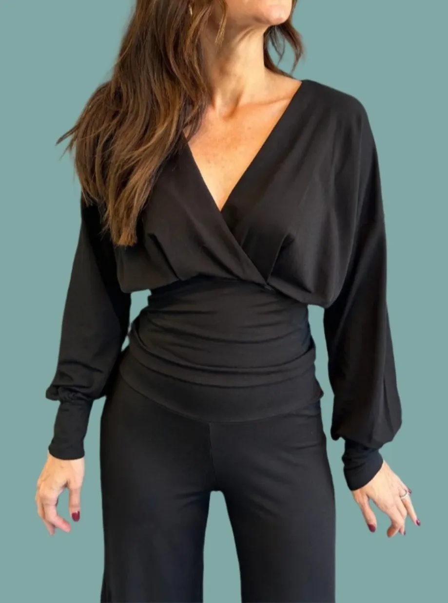 Surplice Draped Jersey Top