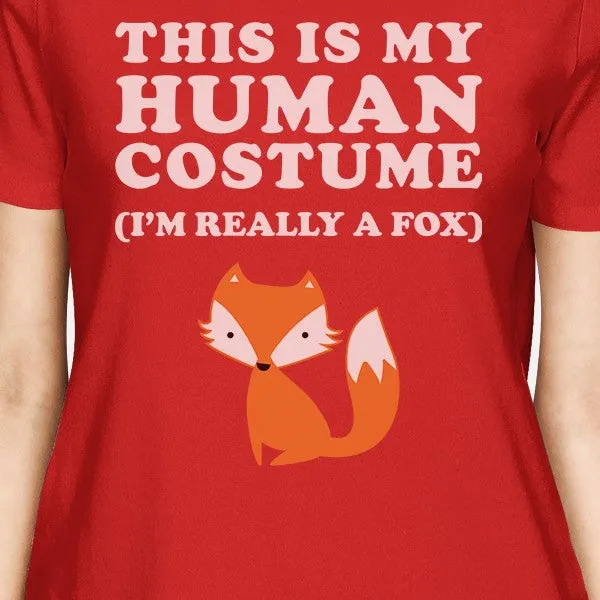 This Is My Human Costume Fox Womens Red Shirt