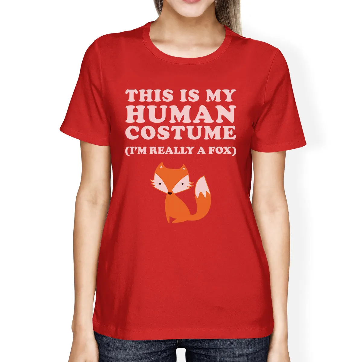 This Is My Human Costume Fox Womens Red Shirt